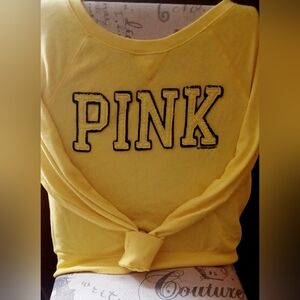 PINK Victoria Secret LOGO Summer Yellow Sweatshirt 💛(sz.Lg)